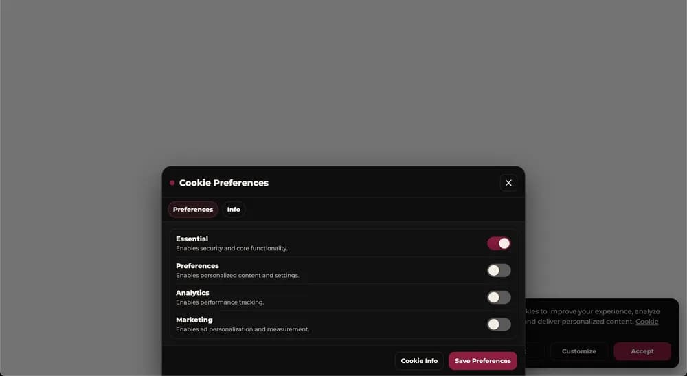 Preference settings