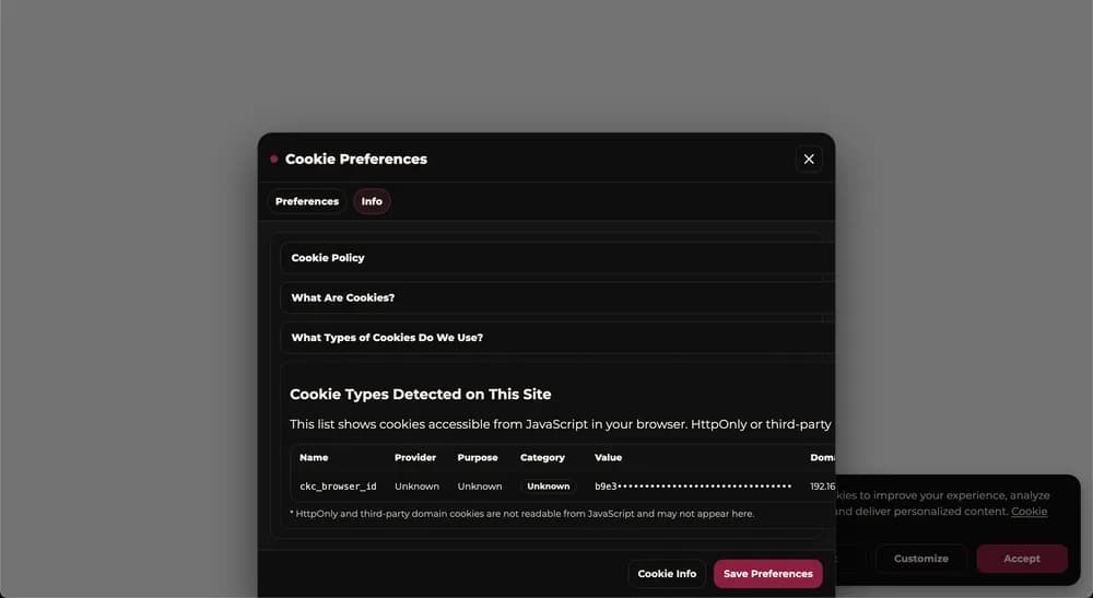 Cookie scanner